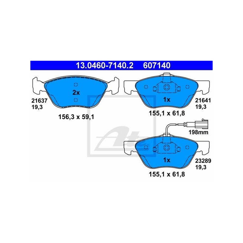 Zavorne ploščice ALFA Romeo 147, 156, 156 Sportwagon, GT, FIAT Bravo, Marea, Multipla, Punto sprednje